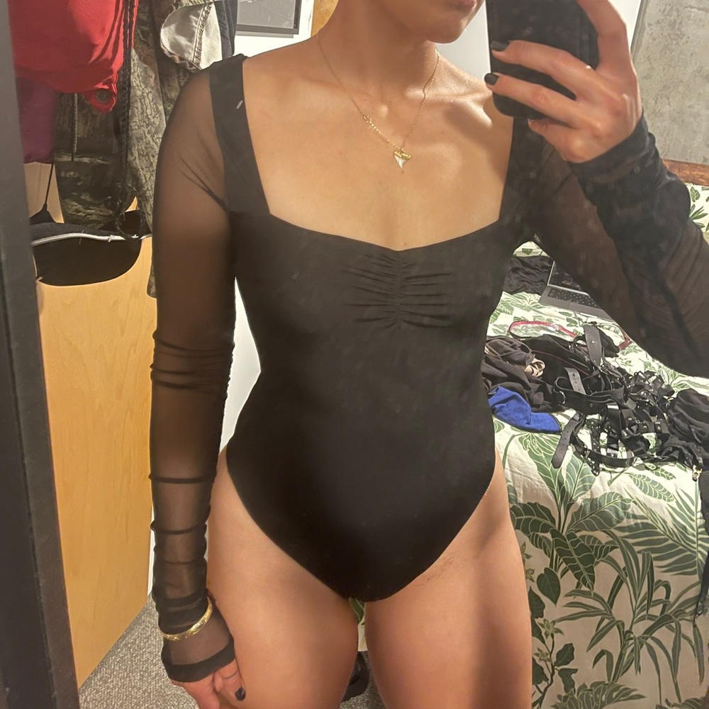 Black long sleeve body suit